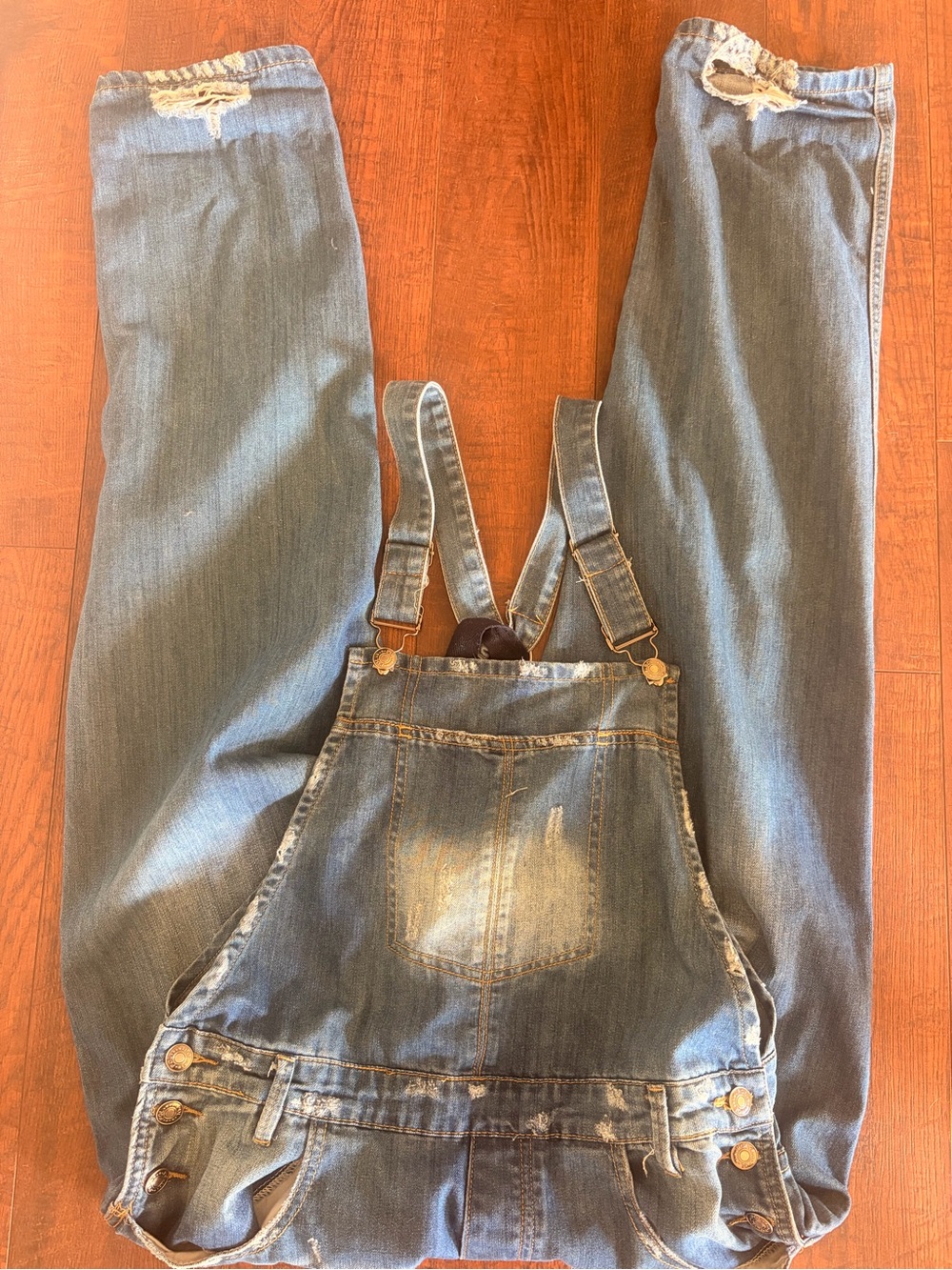 POL Leather-Trim Blue Denim Jeans with Contrast Stitching